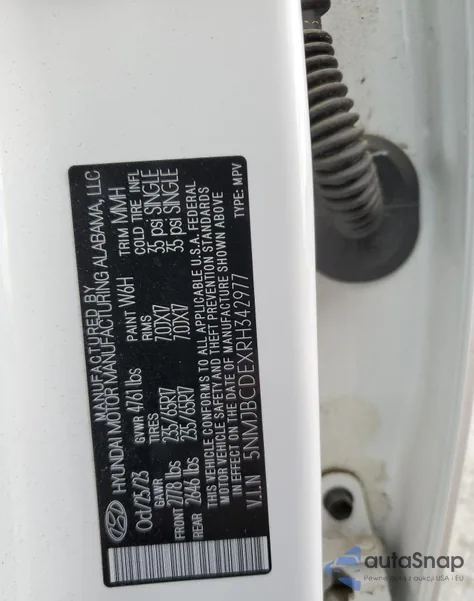 2024 Hyundai Tucson Sel from USA, damaged, VIN 5NMJBCDEXRH342977